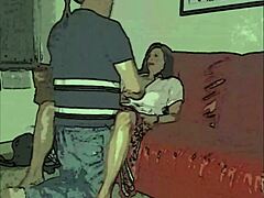 A nagymama és a nagypapa csúnya a kanapén a korai rajzfilmben