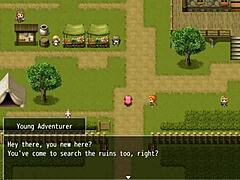 प्रौढ़ लाल बालों वाली माँ एनिमे गेम में जंगली हो जाती है।