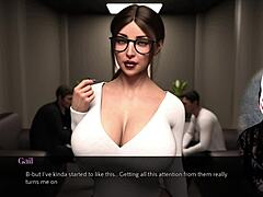 Mom's big tits get groped in the office