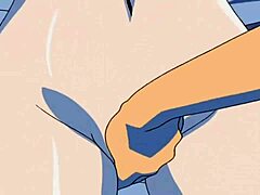 Eine vollbusige reife Frau betreibt sexuelle Aktivitäten mit einem animierten Teenager