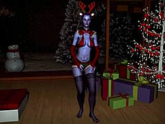 Une veuve sensuelle danse sensuellement dans la chambre à Noël