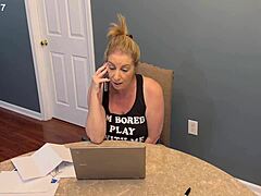 Danni Jones, a voluptuous mature woman, receives a visit from her athletic masseuse at her residence