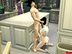 Soțul Chichis lucrează în timp ce ea este futută în cur de fiii ei în bucătărie