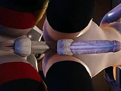 Вајолет и Хелен Пар упуштају се у невероватну футанари тројку у 3Д порнографији