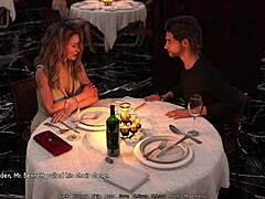 Rajzfilm milf és feleség kényeztetik magukat egy erotikus 3D-s vacsorarandiban