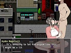 Una mujer madura complace a un hombre para ganar un videojuego para un personaje fantasma en anime