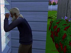 Un uomo anziano paga l'affitto per una giovane ragazza nella doccia spia di Sims 4