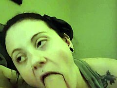 MILF wife gives a deepthroat blowjob in front of her husband