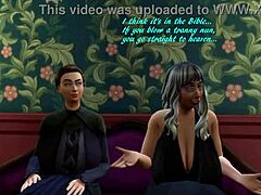 Interracial orgie med en stor røv og store bryster i Sims 4-parodi