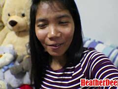 Thai girl Heather gets a cumshot in mouth and swallows during week-long pregnant missionary