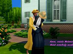 Възрастни и млади влюбени от Sims 4 участват в гореща тройка