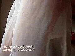 Amateur milf Alizee Sanzeth shows off her natural tits in porn video